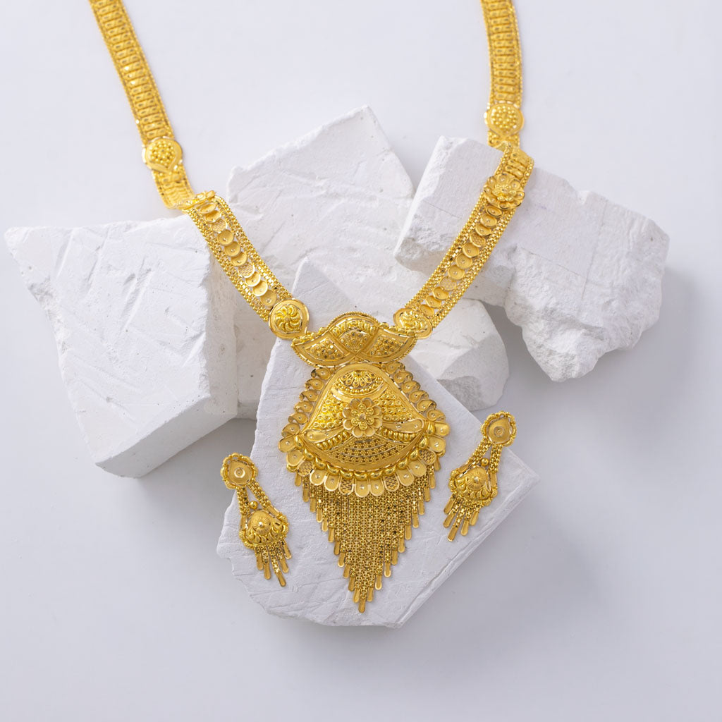 22k Plain Gold Necklace Set JG-2204-06123 – Jewelegance