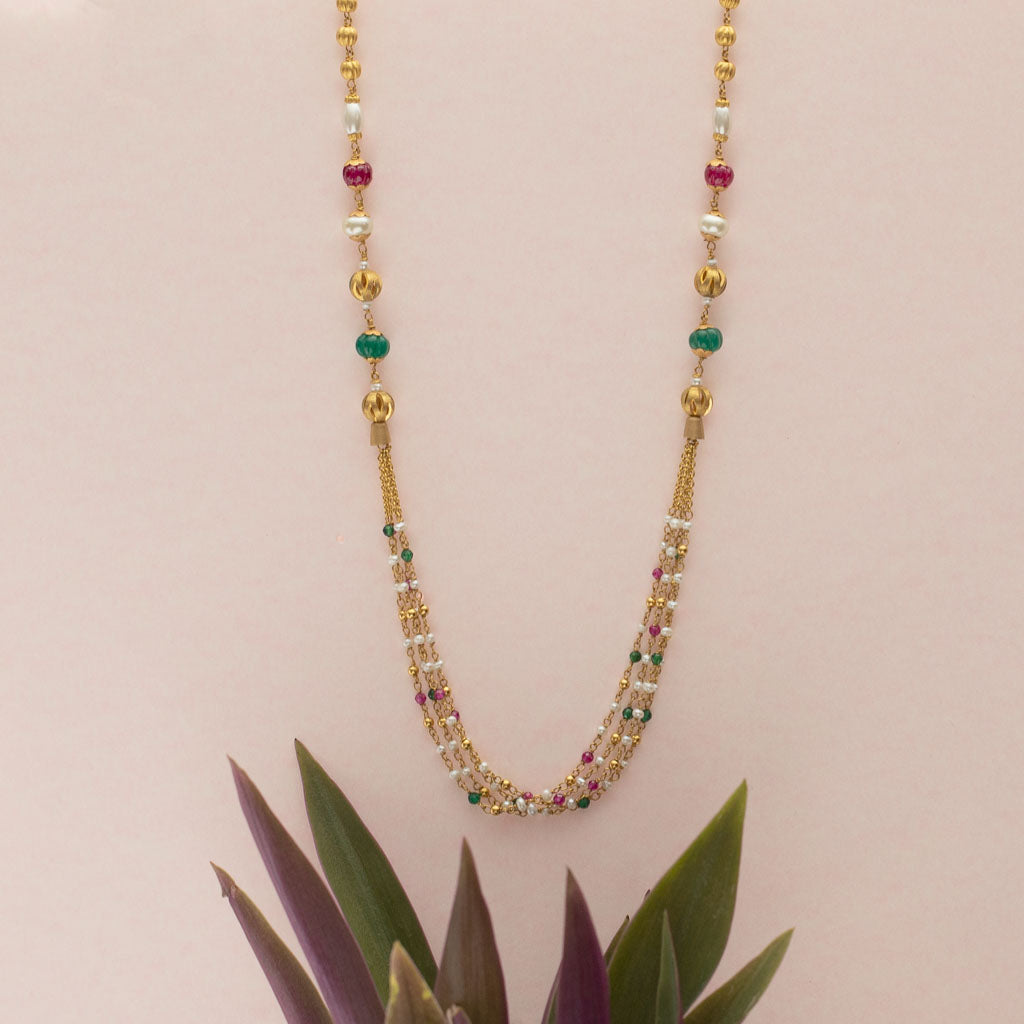 Ruby emerald sale pearl chains