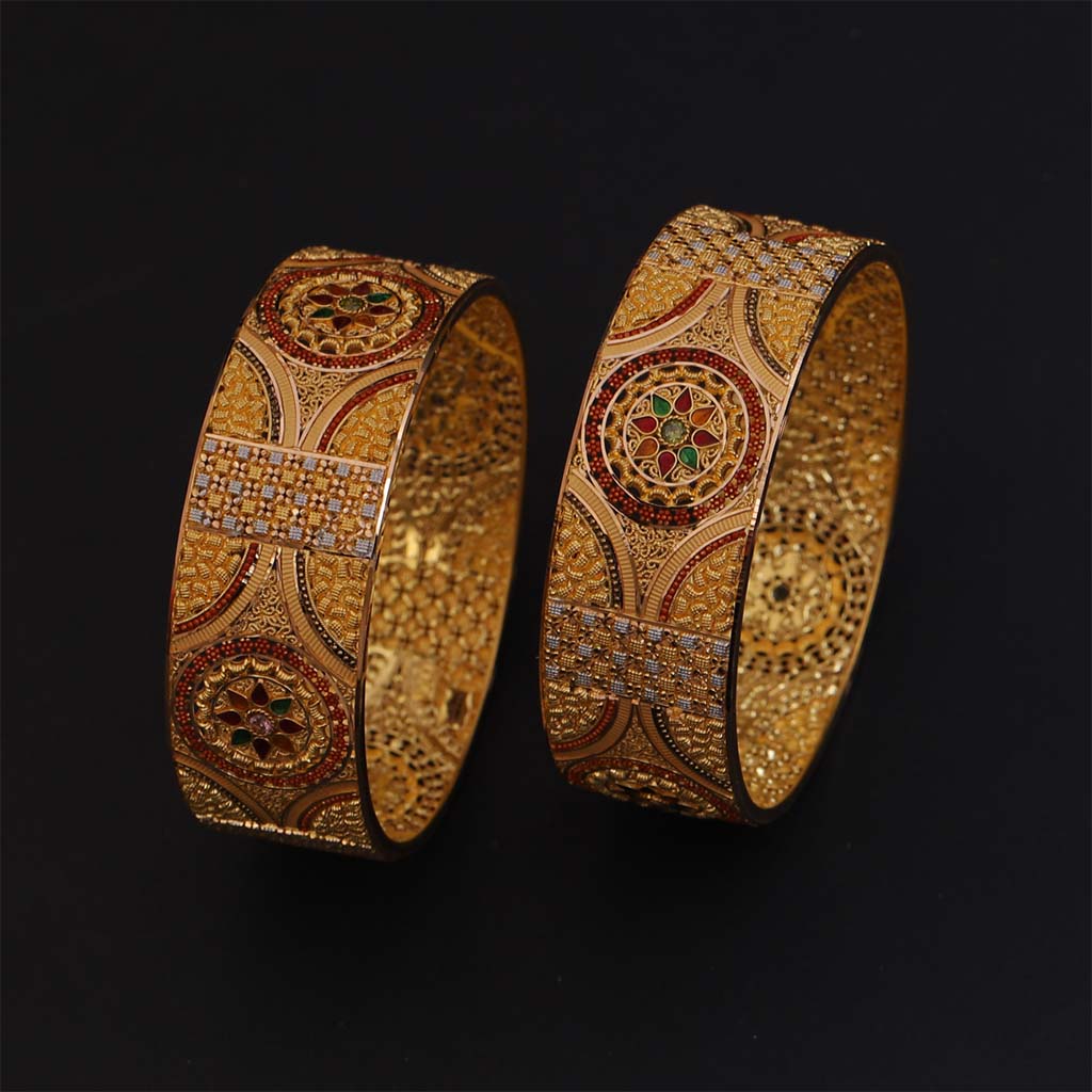 22k Plain Gold Bangles JG-1901-2058