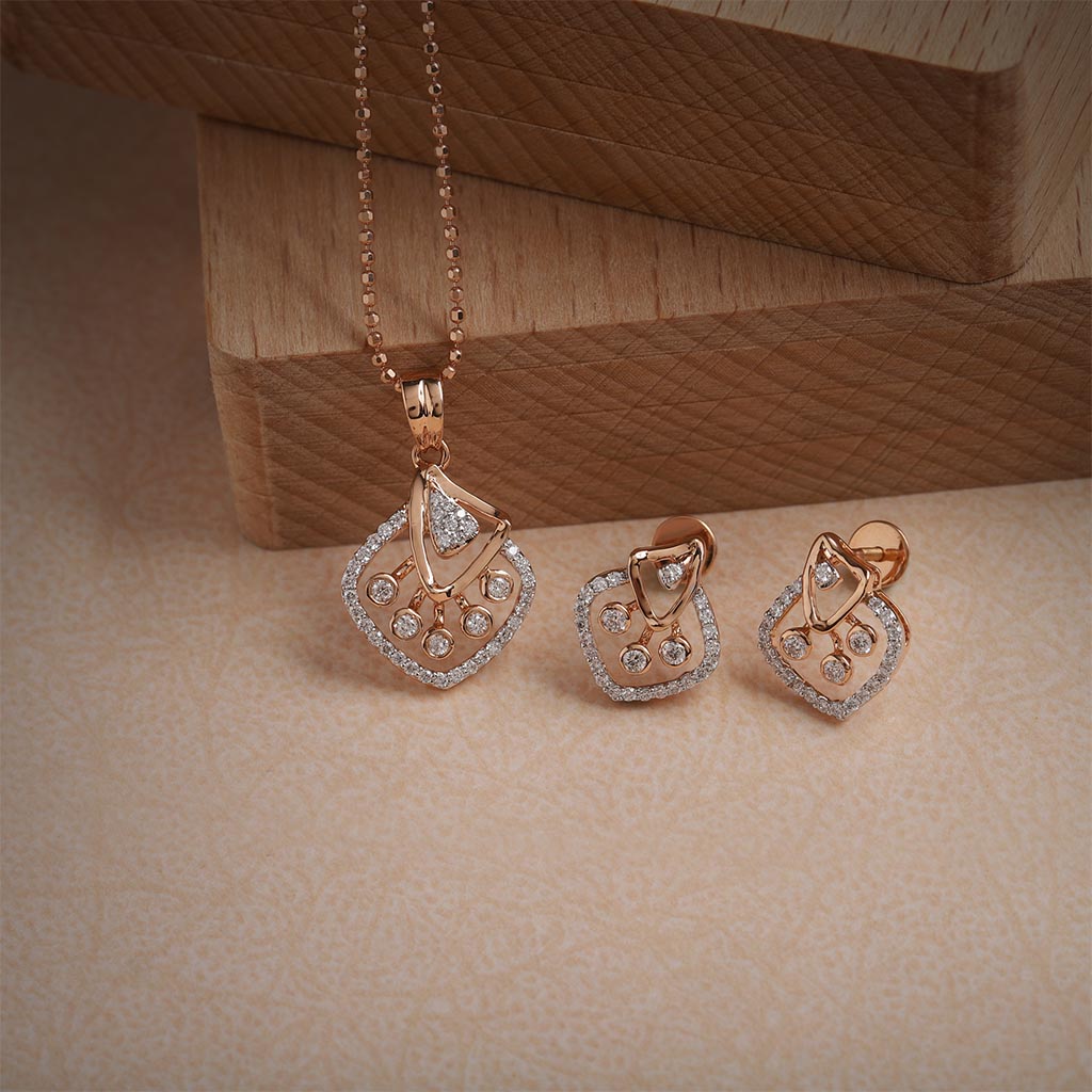 18k Real Diamond Pendant Set JG-1903-3645