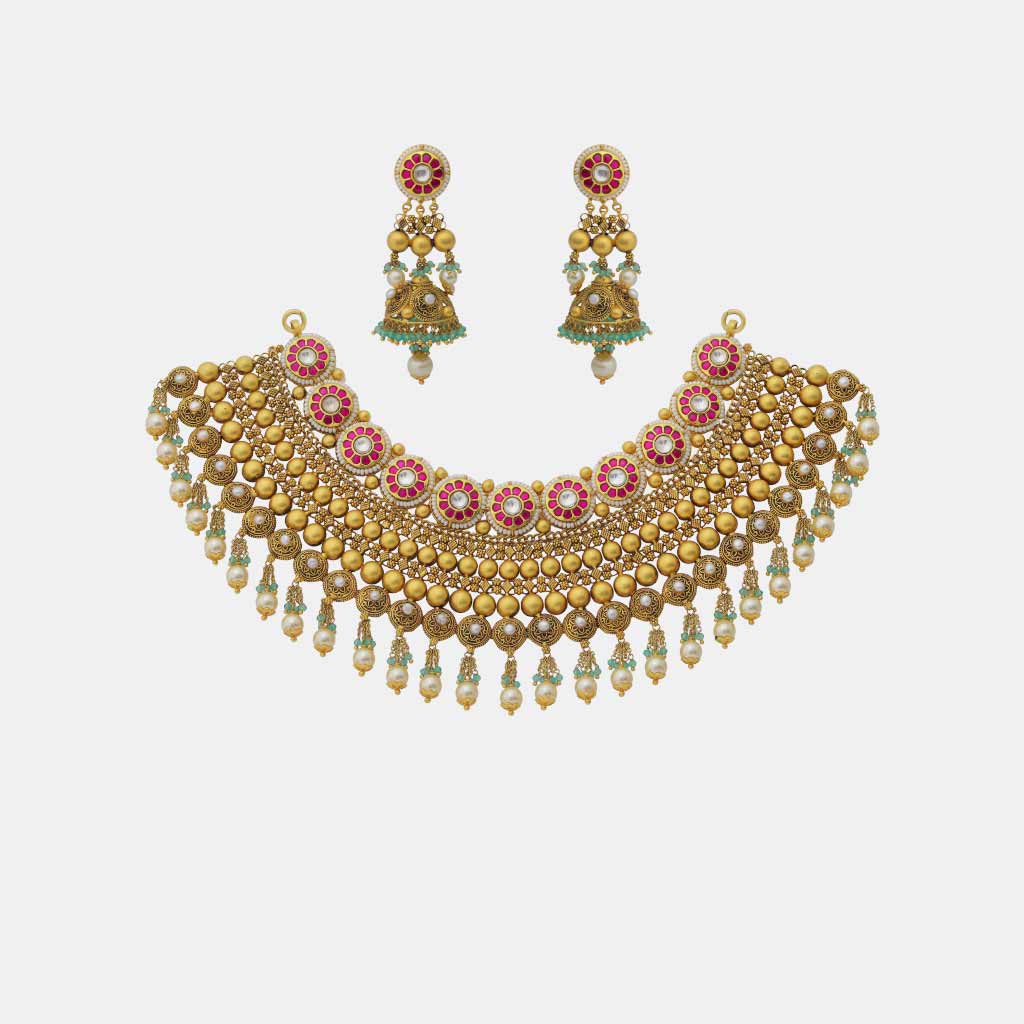 22k Jadtar Necklace Set JGS-2306-08942