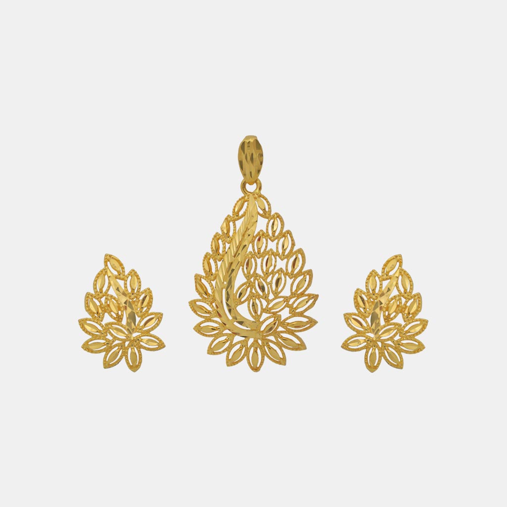 22k Plain Gold Pendant Set JGS-2307-08954