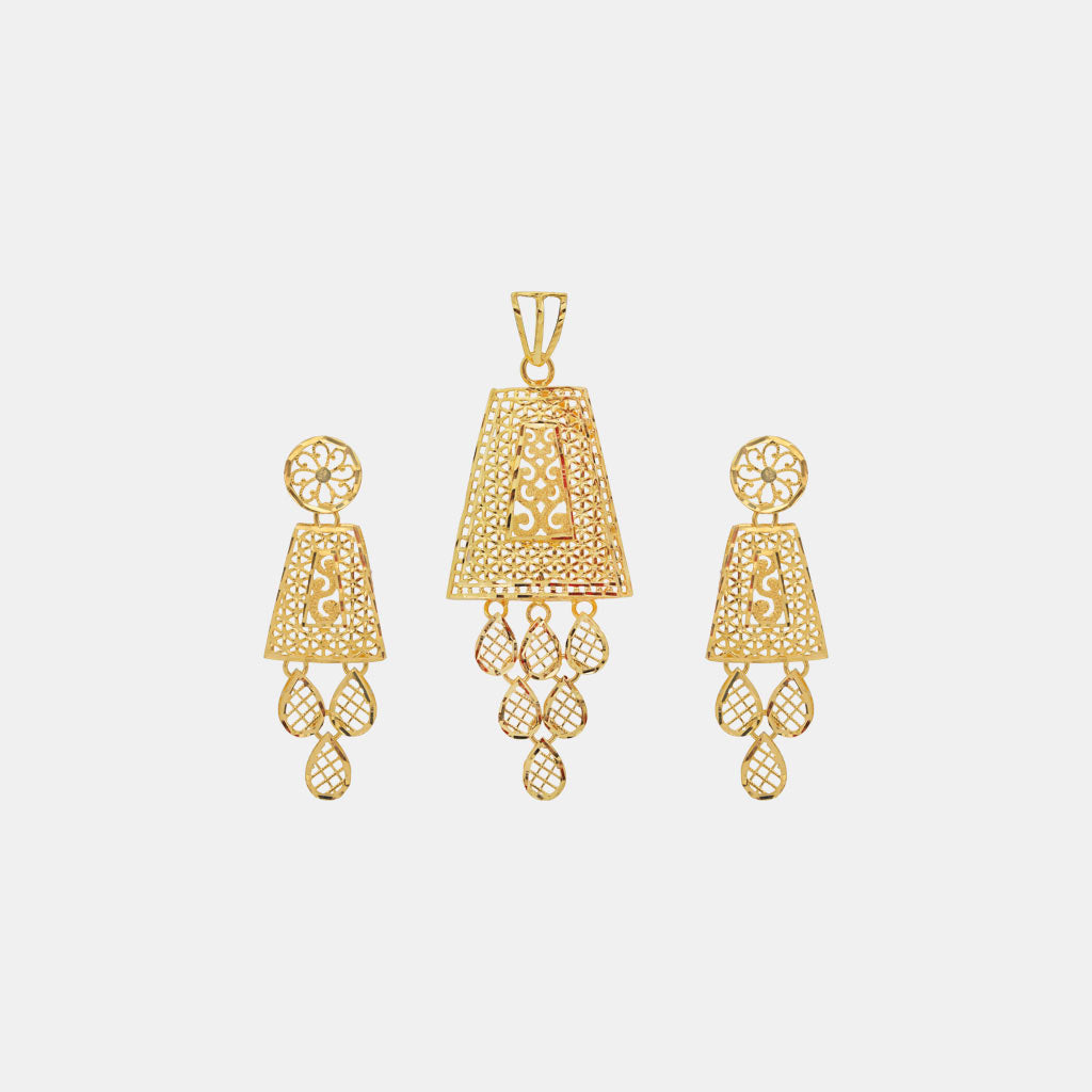 22k Plain Gold Pendant Set JGS-2307-08966