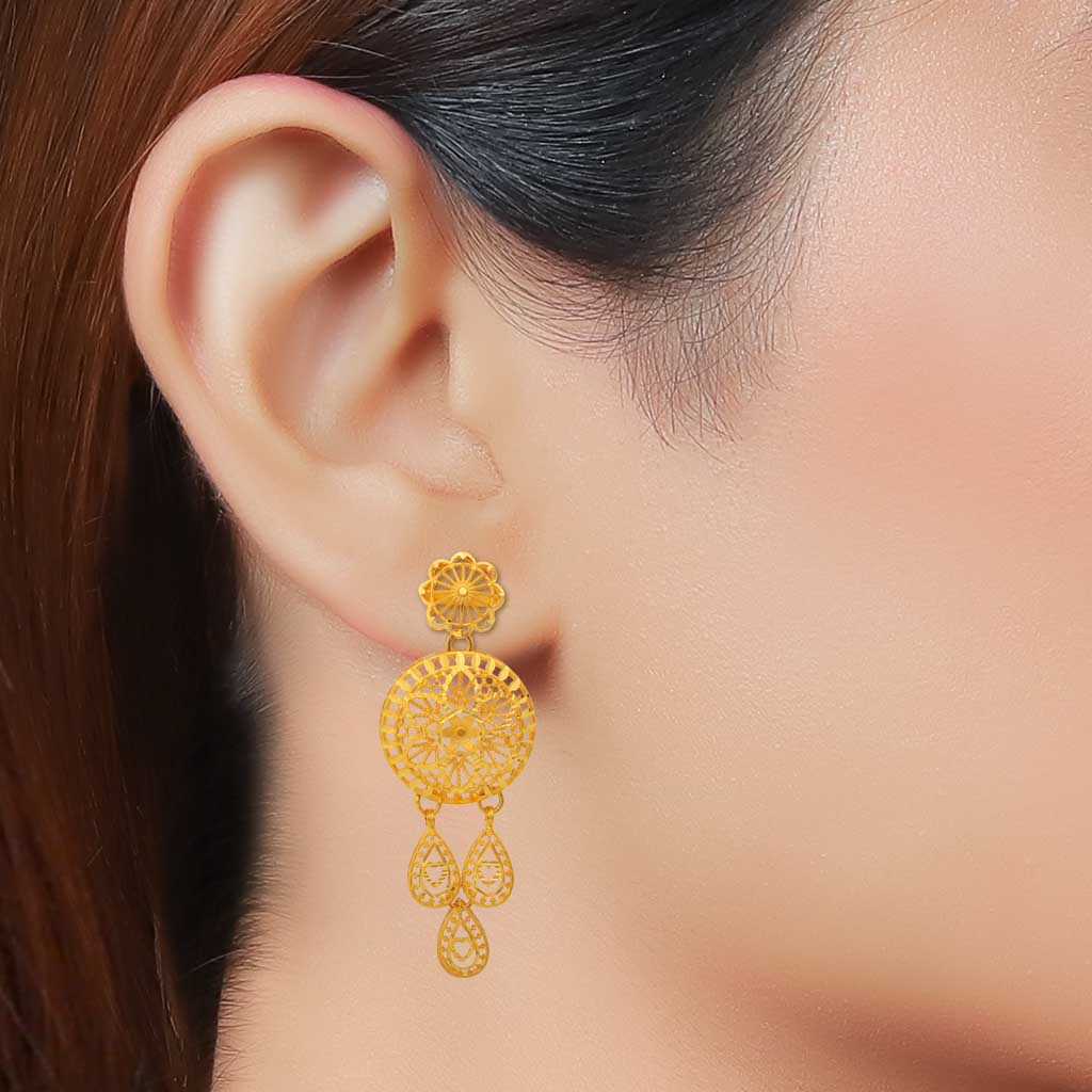 DN Gold Plated Latest Fancy Stylish Zircon Bali Earrings For Women and Girls