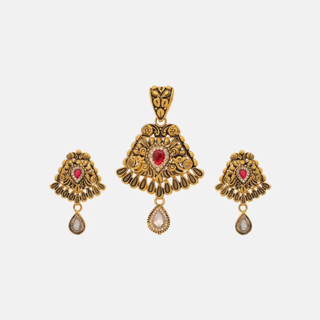 22k Jadtar Pendant Set JGS-2307-09004