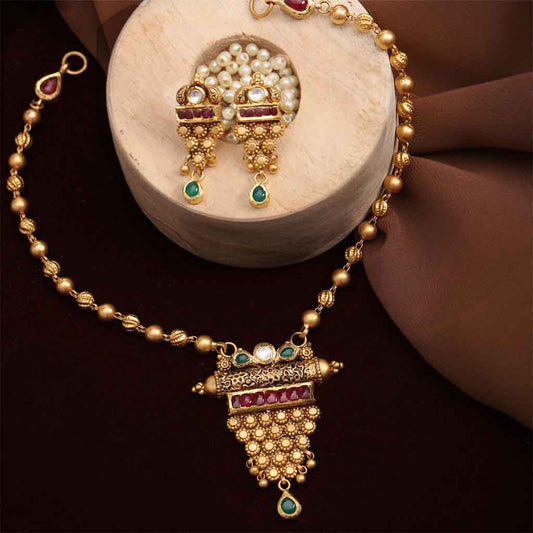 22k Jadtar Necklace Set JG-1055