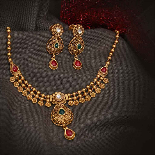 22k Jadtar Necklace Set JG-1812-1332