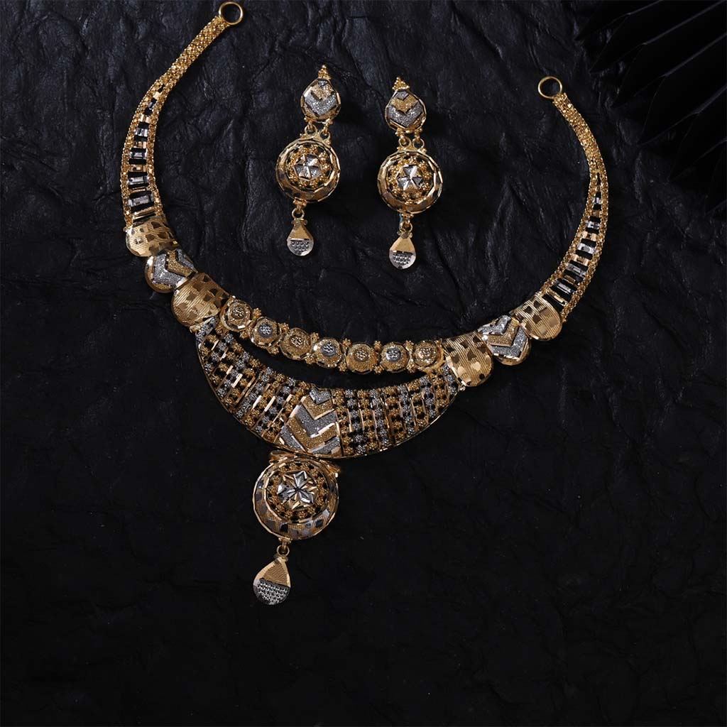 22k Plain Gold Necklace Set JG-1901-3016