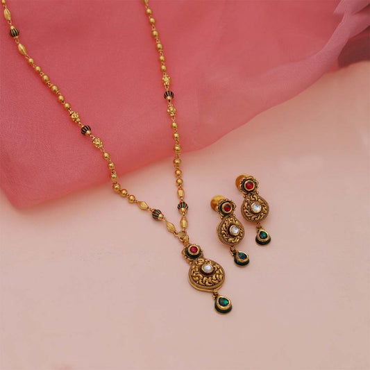 22k Jadtar Necklace Set JG-1902-3327