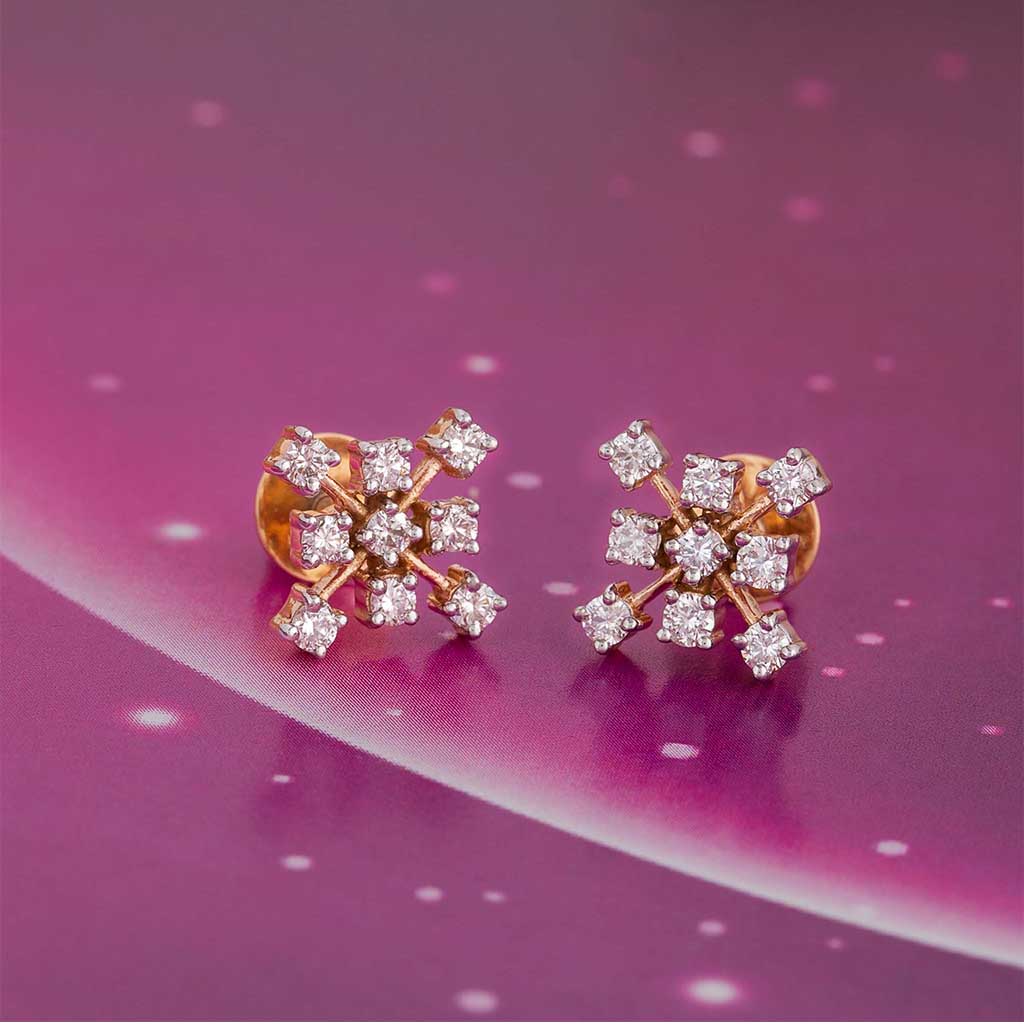 Buy Aurora Rose Gold Diamond Stud Earrings Online | ORRA