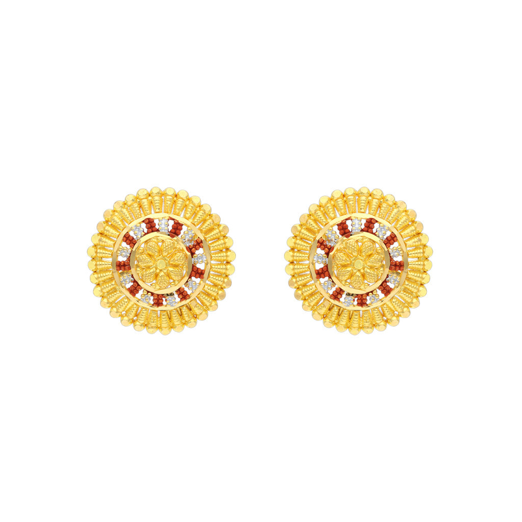 Amazon.com: Authentic Traditional Imitation Flower Crystal Bold Stud  Earrings Kolhapuri Kudi Earrings for Women / AZKEKU001 (Red): Clothing,  Shoes & Jewelry