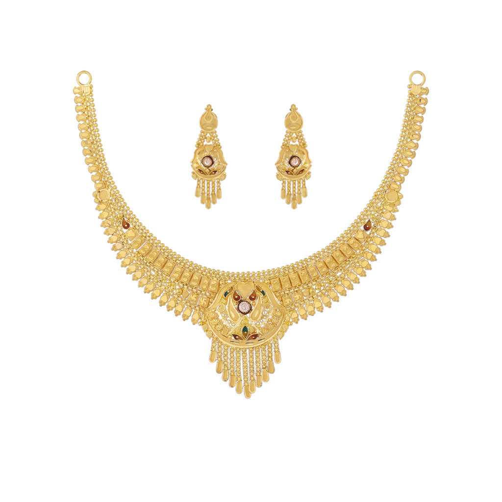 22k Plain Gold Necklace Set JG-2107-01963