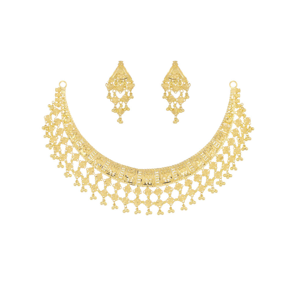 22k Plain Gold Necklace Set JG-2108-04307