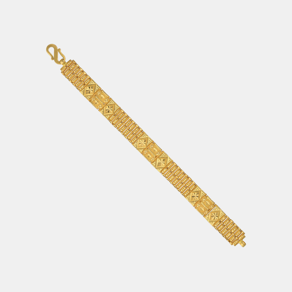 22K Two Tone Mens Bracelet - BrMb12195 - 22k gold dsigner bracelet for mens,  design with rhodium based two tone finish in combination of dul