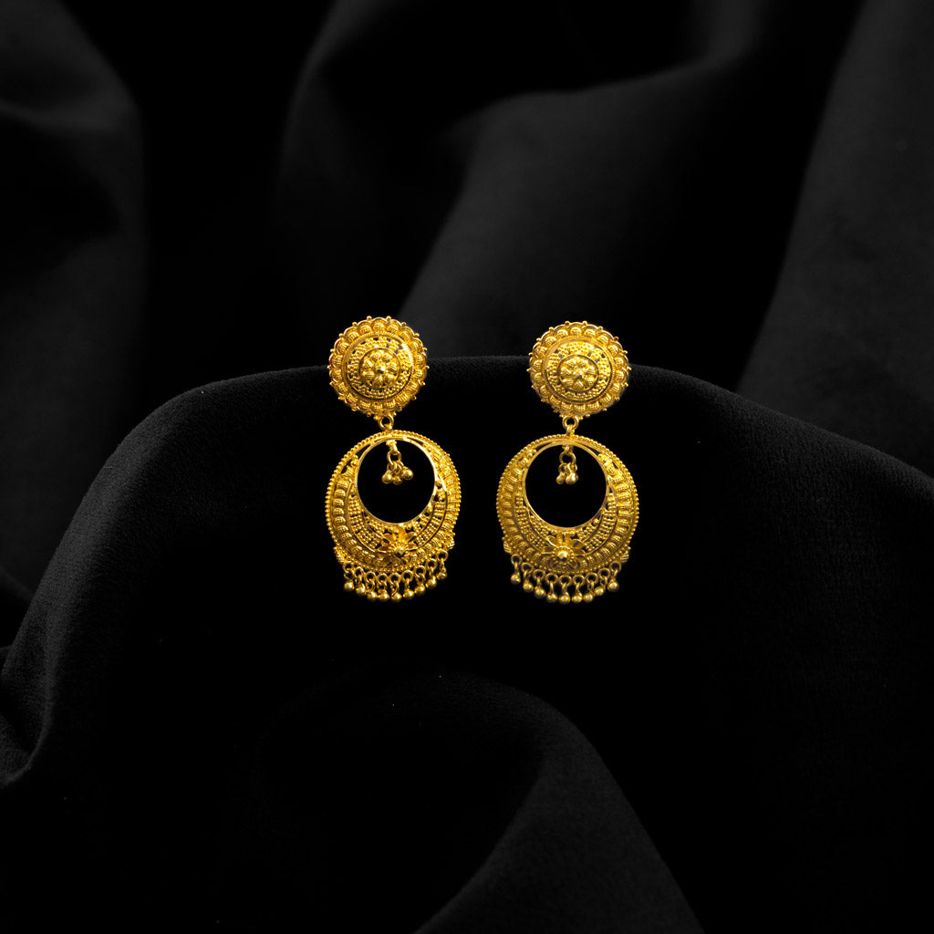 22k Plain Gold Earring JGS-2106-01262