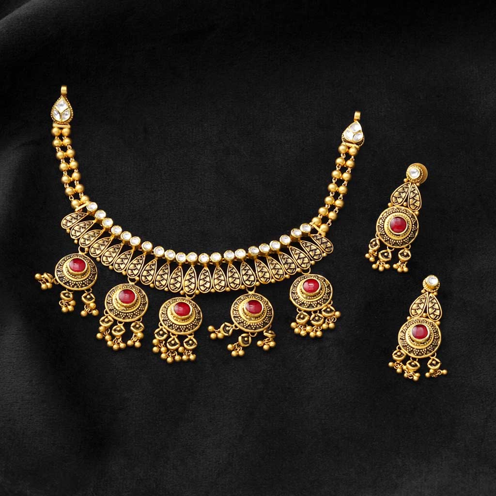 22k Jadtar Necklace Set JGS-2202-05587