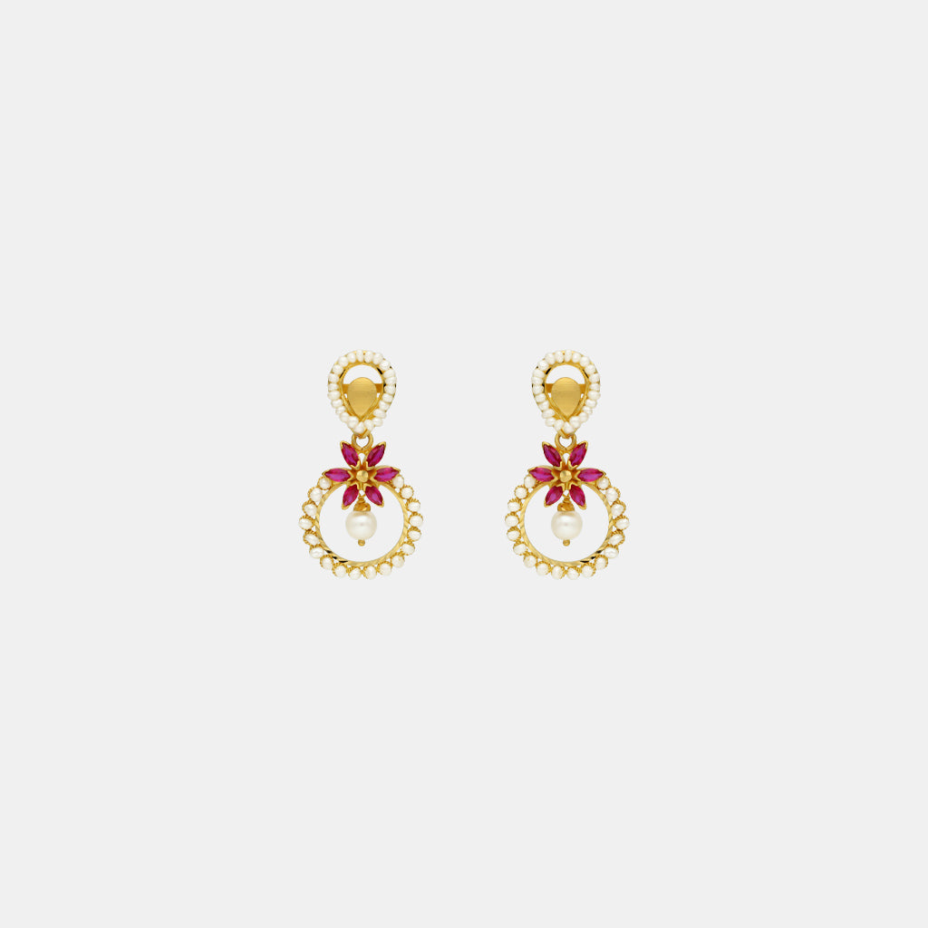 22k Gold Ruby Emerald Stud Earrings | Raj Jewels