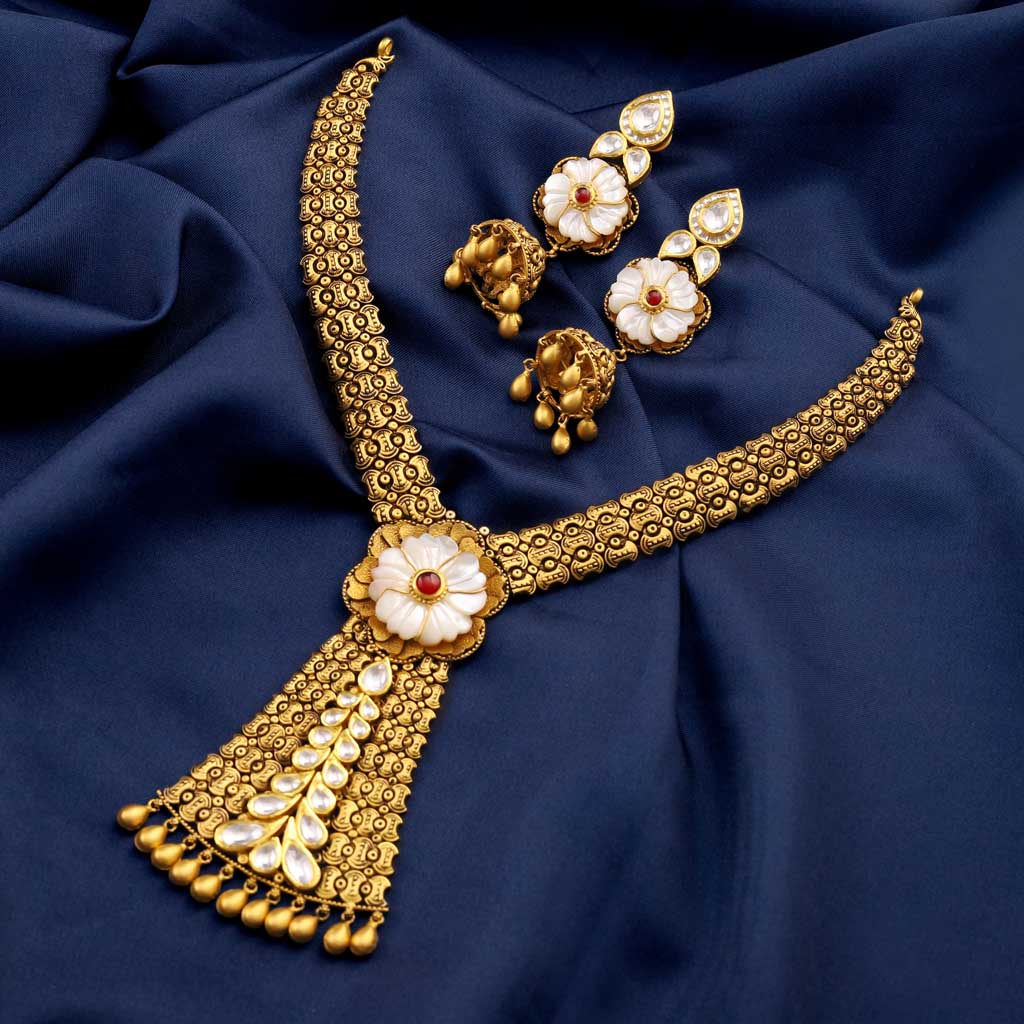 22k Jadtar Necklace Set JGS-2203-05830