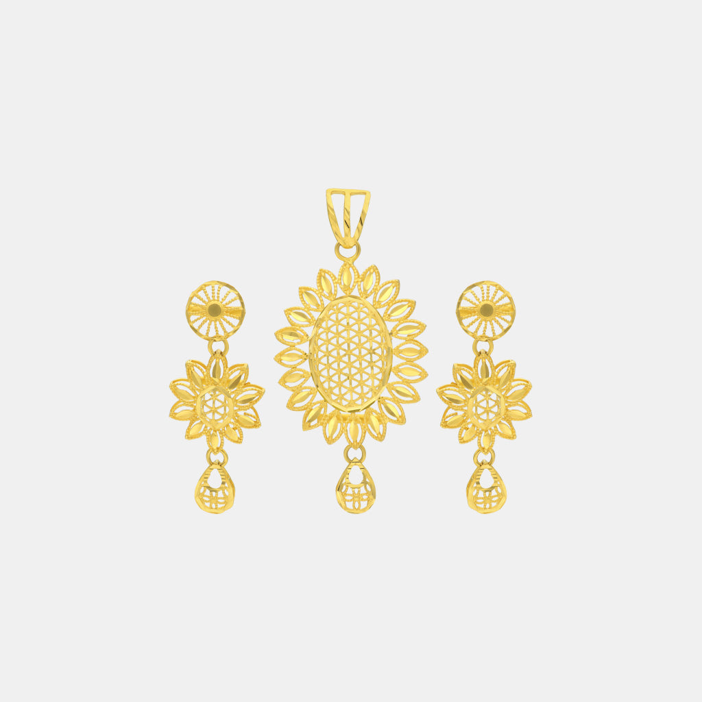 22k Plain Gold Pendant Set JGS-2204-06145