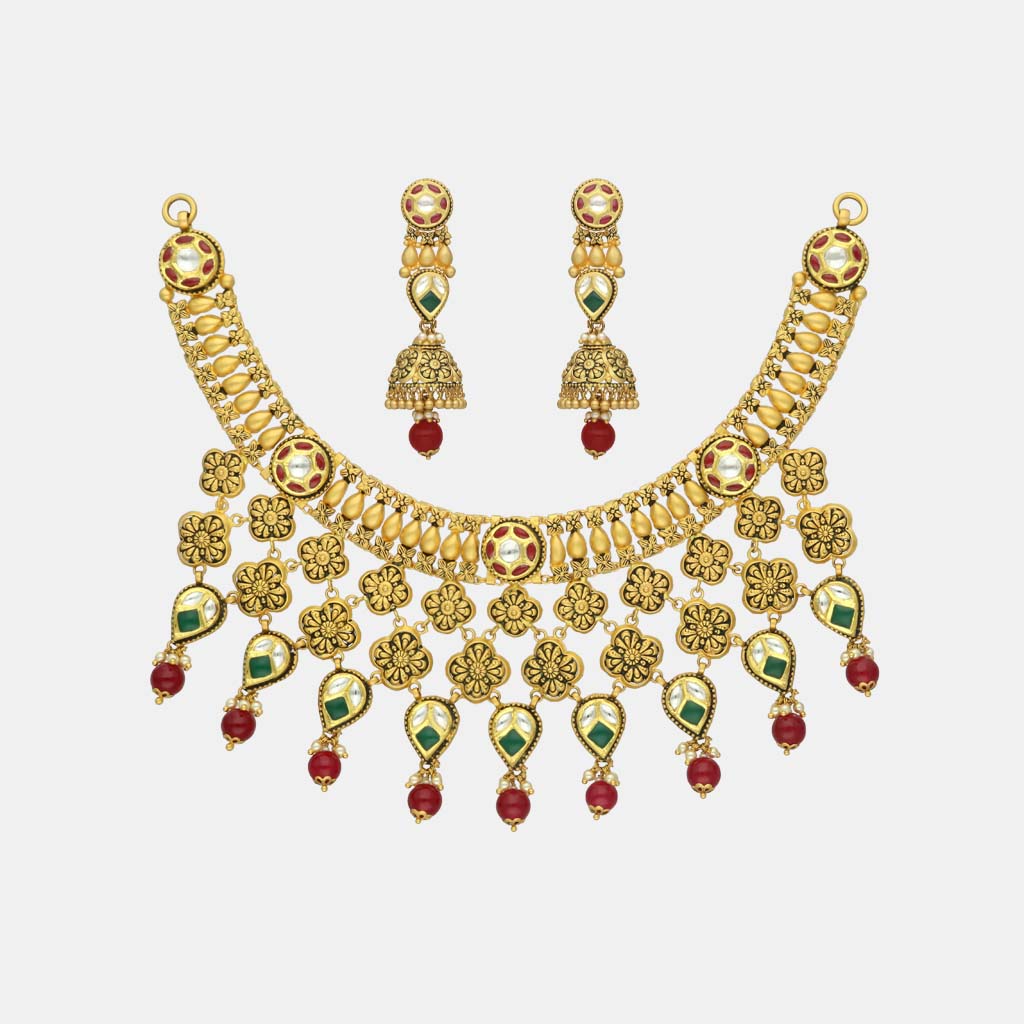 22k Jadtar Necklace Set JGS-2205-06354