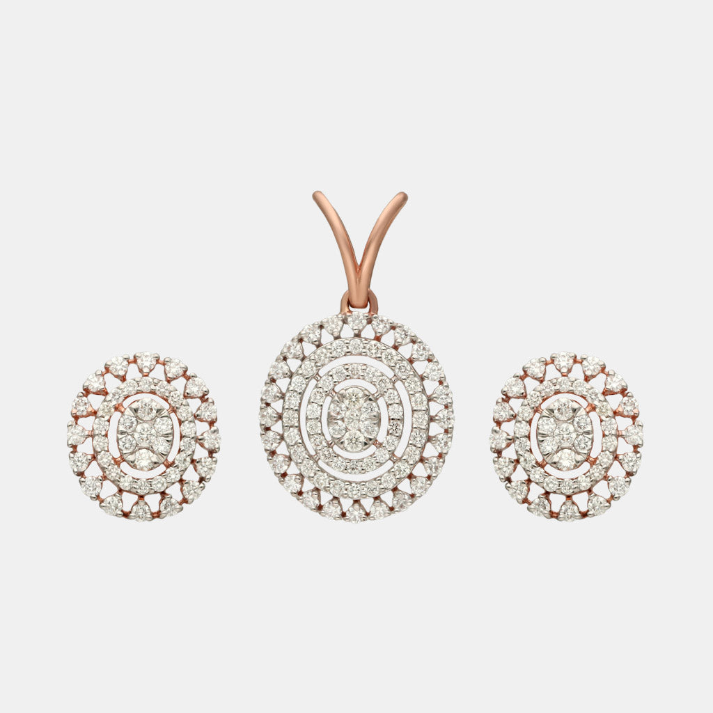 18k Real Diamond Pendant Set JGS-2207-06348