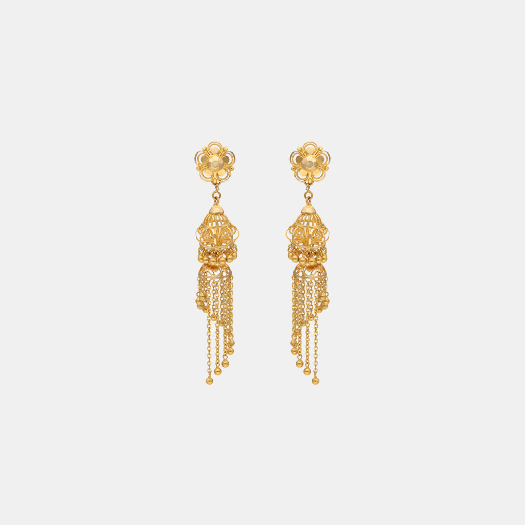 22k Plain Gold Earring JG-2002-01921 – Jewelegance