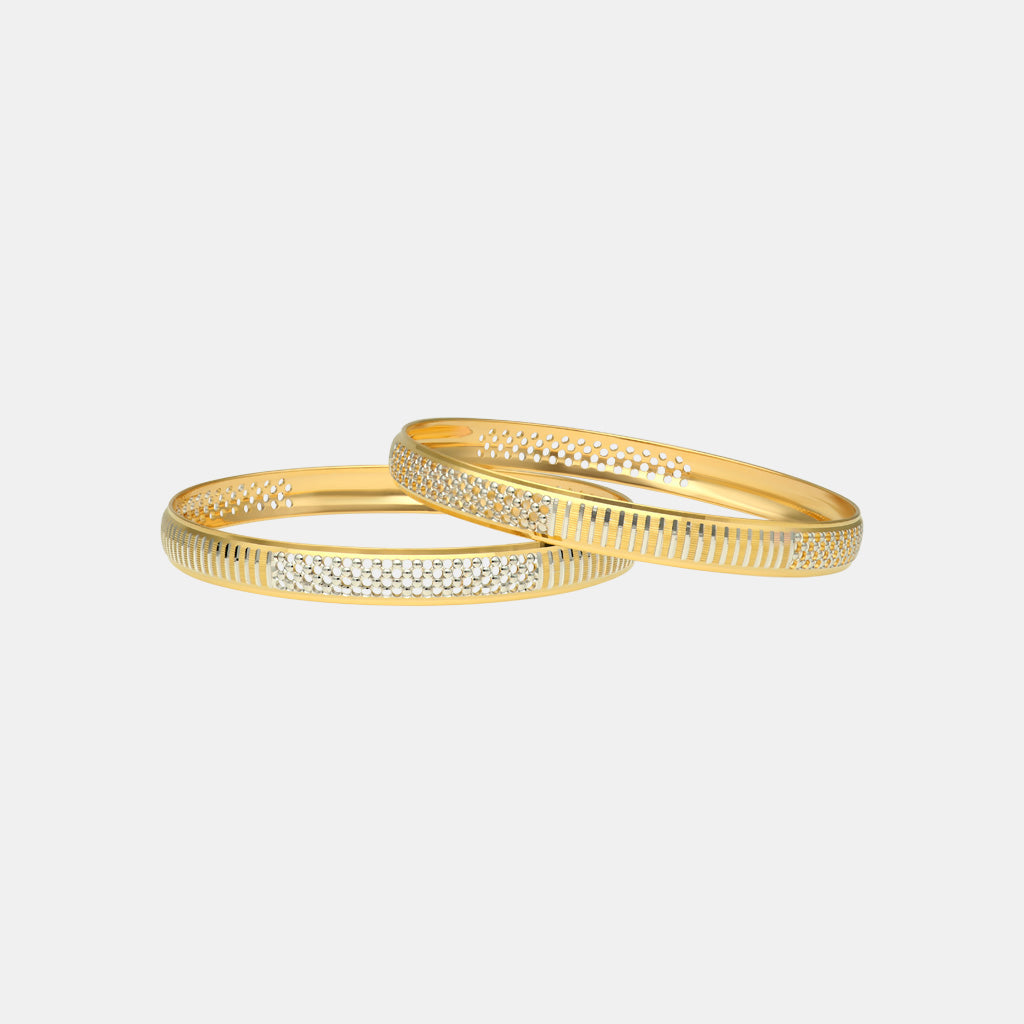 Gold Bangle (10.71 gm), 18 KT Plain Yellow Gold Jewellery - Chloe Criss-Cross Gold Bangle for Women. Design - Geometry. Size 2.4.