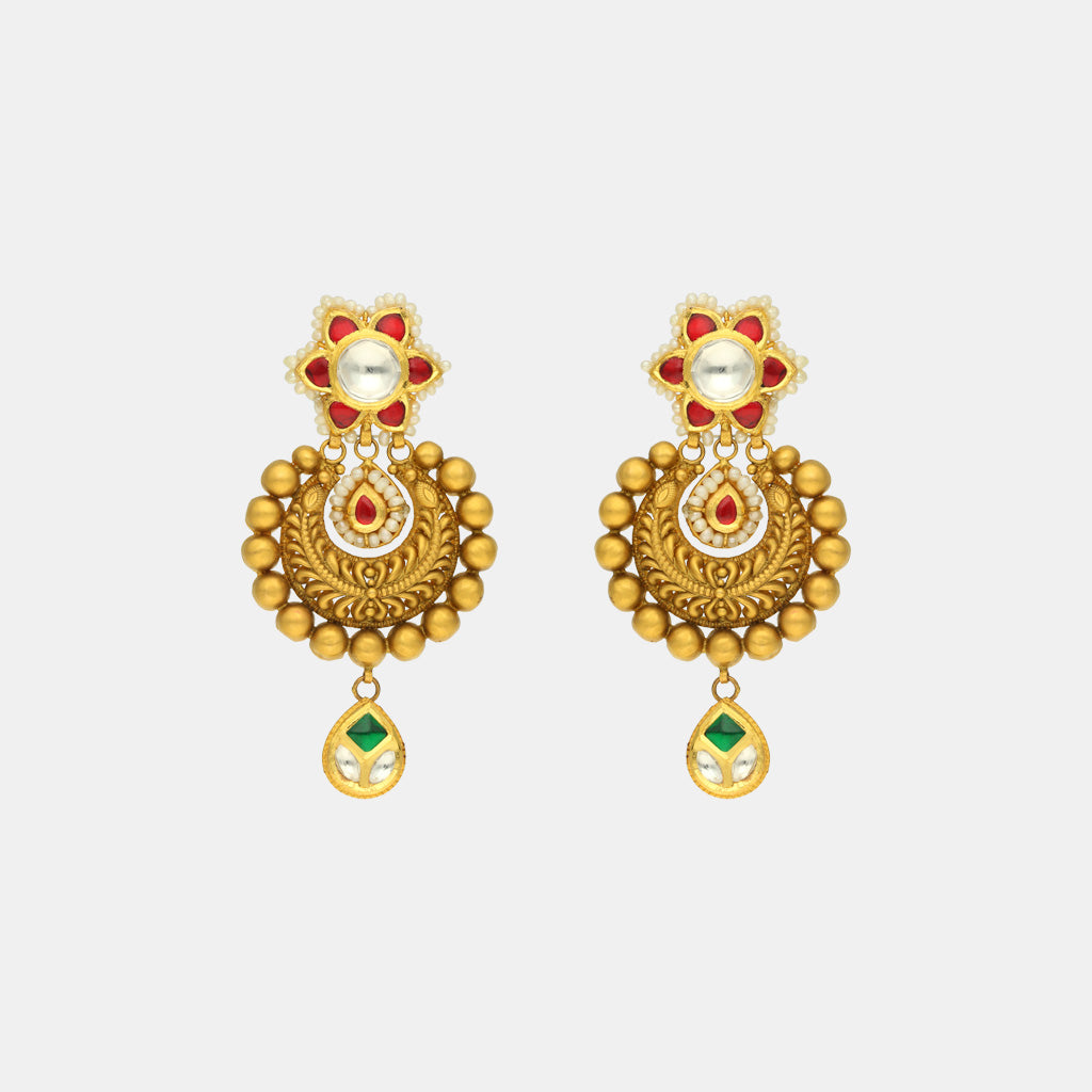 Green Stones Fitted Laxmi Earring - Etsy