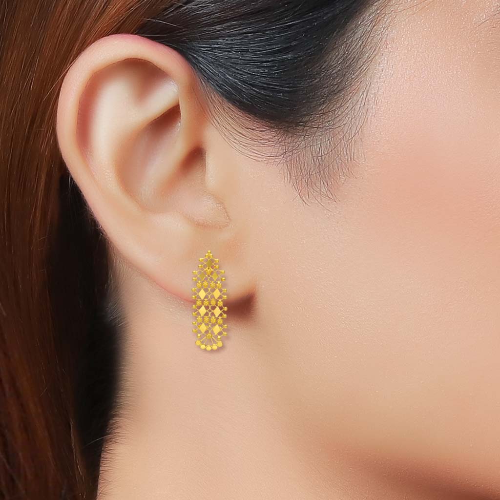 22k Plain Gold Earring JG-2206-06236 – Jewelegance