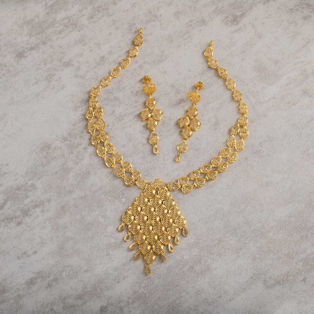 22k Plain Gold Necklace Set JGS-2208-06829