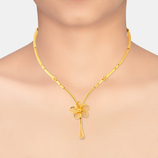 22k Plain Gold Necklace Set JGS-2208-06831 – Jewelegance