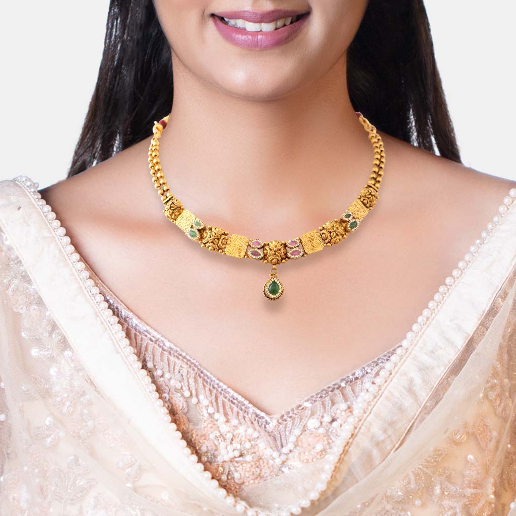 22k Jadtar Necklace Set JGS-2212-07827