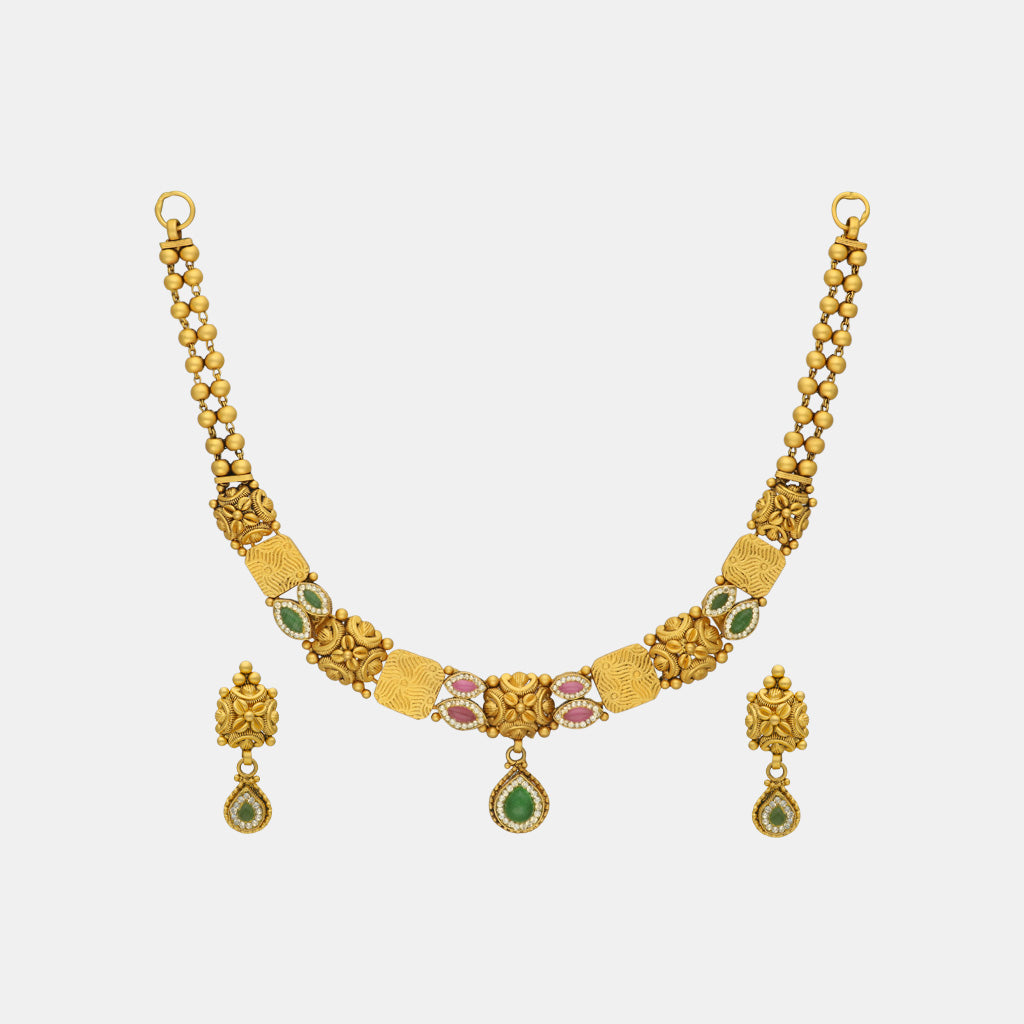 22k Jadtar Necklace Set JGS-2212-07827