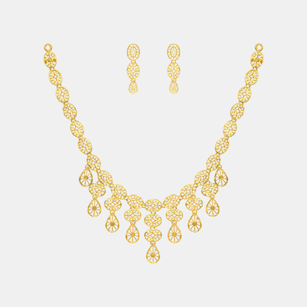 22k Plain Gold Necklace Set JMC-2201-05405